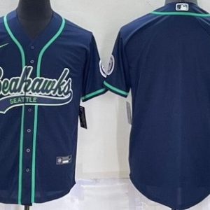 Seattle Seahawks Blank Navy Baseball Jersey