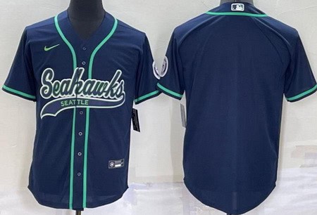 Seattle Seahawks Blank Navy Baseball Jersey