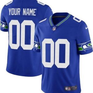 Seattle Seahawks Customized Limited Steel Blue Throwback FUSE Vapor Jersey