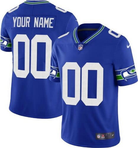 Seattle Seahawks Customized Limited Steel Blue Throwback FUSE Vapor Jersey