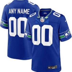Seattle Seahawks Customized Limited Steel Blue Throwback Vapor Jersey