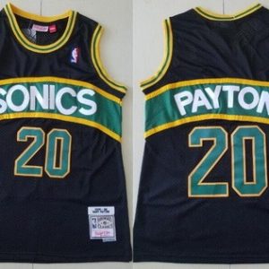 Seattle Sonics #20 Gary Payton Black 1995 Throwback Swingman Jersey