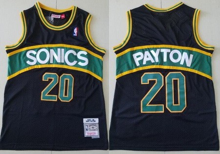 Seattle Sonics #20 Gary Payton Black 1995 Throwback Swingman Jersey