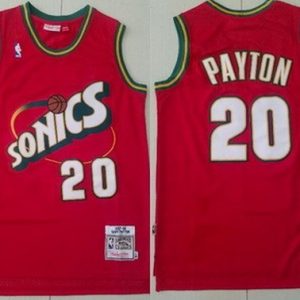 Seattle Sonics #20 Gary Payton Red 1995 Throwback Swingman Jersey
