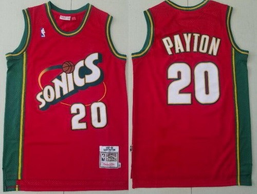 Seattle Sonics #20 Gary Payton Red 1995 Throwback Swingman Jersey