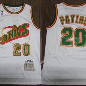Seattle Sonics #20 Gary Payton White 1995 Throwback Swingman Jersey