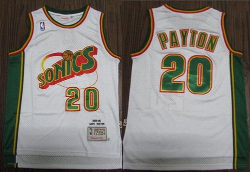 Seattle Sonics #20 Gary Payton White 1995 Throwback Swingman Jersey