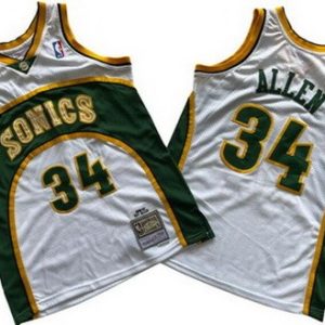 Seattle Sonics #34 Ray Allen White 2006 Throwback Swingman Jersey