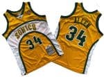 Seattle Sonics #34 Ray Allen Yellow 2006 Throwback Swingman Jersey