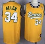 Seattle Sonics #34 Ray Allen Yellow Throwback Swingman Jersey