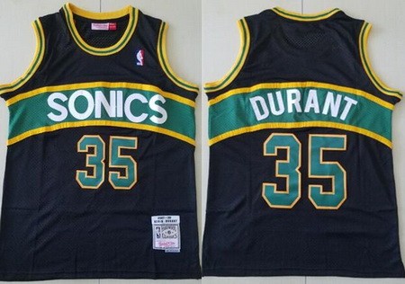 Seattle Sonics #35 Kevin Durant Black 2007 Throwback Swingman Jersey