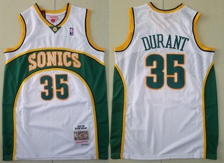 Seattle Sonics #35 Kevin Durant White 2007 Throwback Swingman Jersey