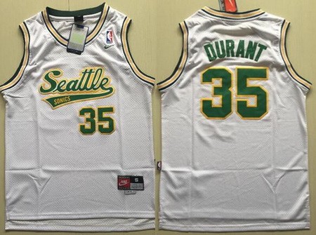 Seattle Sonics #35 Kevin Durant White Throwback Swingman Jersey
