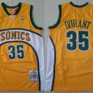 Seattle Sonics #35 Kevin Durant Yellow 2007 Throwback Swingman Jersey