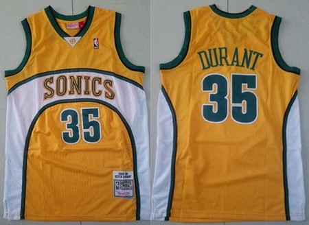 Seattle Sonics #35 Kevin Durant Yellow 2007 Throwback Swingman Jersey