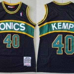 Seattle Sonics #40 Shawn Kemp Black 1994 Throwback Swingman Jersey