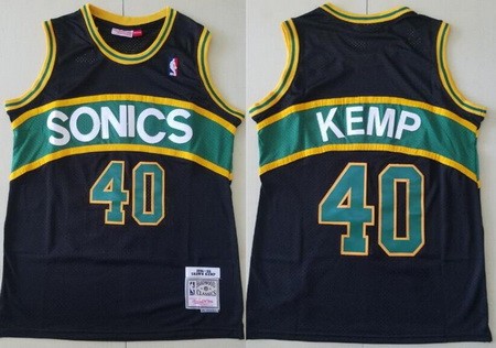 Seattle Sonics #40 Shawn Kemp Black 1994 Throwback Swingman Jersey