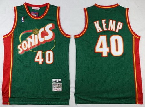 Seattle Sonics #40 Shawn Kemp Green 1995 Throwback Swingman Jersey