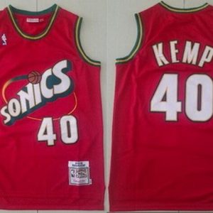 Seattle Sonics #40 Shawn Kemp Red 1995 Throwback Swingman Jersey