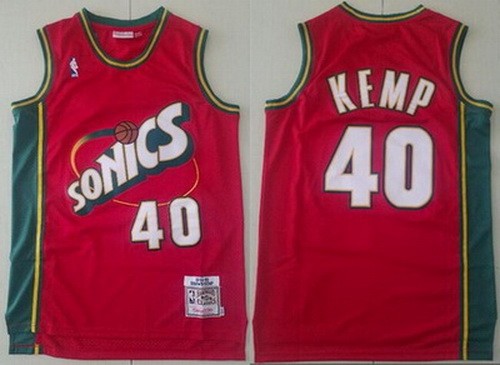 Seattle Sonics #40 Shawn Kemp Red 1995 Throwback Swingman Jersey