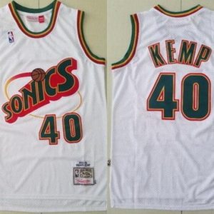 Seattle Sonics #40 Shawn Kemp White 1995 Throwback Swingman Jersey