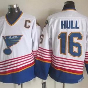 St Louis Blues #16 Brett Hull White Retro Jersey
