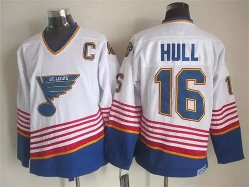 St Louis Blues #16 Brett Hull White Retro Jersey