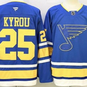 St Louis Blues #25 Jordan Kyrou Light Blue Authentic Jersey