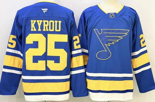 St Louis Blues #25 Jordan Kyrou Light Blue Authentic Jersey