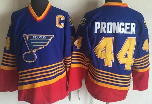 St Louis Blues #44 Chris Pronger Blue Red Throwback Jersey