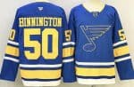 St Louis Blues #50 Jordan Binnington Light Blue Authentic Jersey
