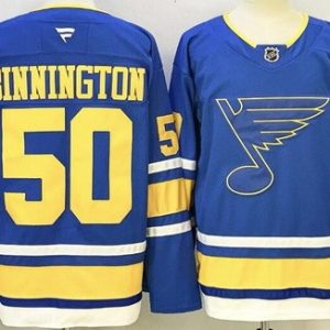 St Louis Blues #50 Jordan Binnington Light Blue Authentic Jersey