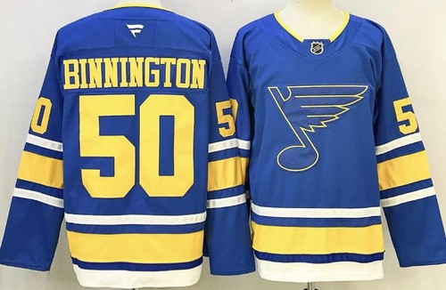 St Louis Blues #50 Jordan Binnington Light Blue Authentic Jersey