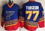 St Louis Blues #77 Pierre Turgeon Blue Red Throwback Jersey