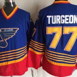 St Louis Blues #77 Pierre Turgeon Blue Red Throwback Jersey