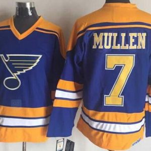 St Louis Blues #7 Joe Mullen Blue Yellow Throwback Jersey