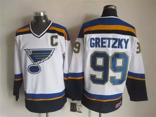St Louis Blues #99 Wayne Gretzky White Throwback Jersey