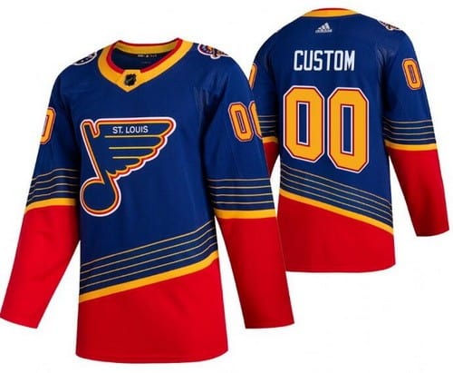 St Louis Blues Customized Blue Red Third Authentic Jersey