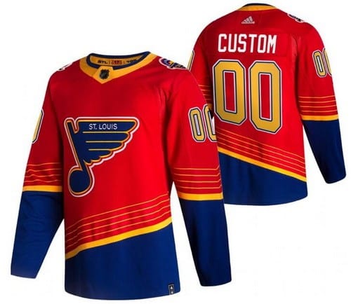 St Louis Blues Customized Red 2021 Reverse Retro Authentic Jersey