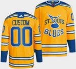 St Louis Blues Customized Yellow 2022 Reverse Retro Authentic Jersey