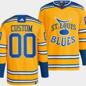 St Louis Blues Customized Yellow 2022 Reverse Retro Authentic Jersey
