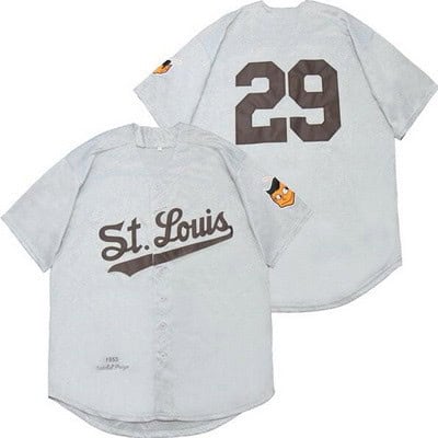 St Louis Browns #29 Satchel Paige Gray 1953 Throwback Jersey