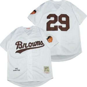 St Louis Browns #29 Satchel Paige White 1953 Throwback Jersey