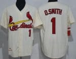 St Louis Cardinals #1 Ozzie Smith Cream 1992 Throwback Jersey