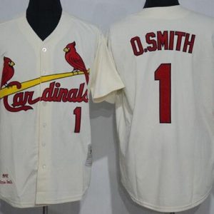 St Louis Cardinals #1 Ozzie Smith Cream 1992 Throwback Jersey