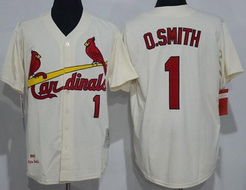 St Louis Cardinals #1 Ozzie Smith Cream 1992 Throwback Jersey