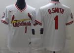 St Louis Cardinals #1 Ozzie Smith White Throwback Cool Base Jersey