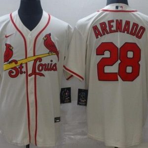 St Louis Cardinals #28 Nolan Arenado Cream Cool Base Jersey