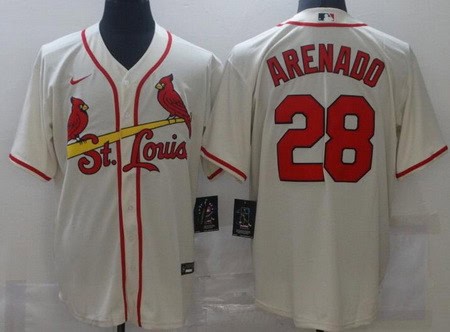 St Louis Cardinals #28 Nolan Arenado Cream Cool Base Jersey