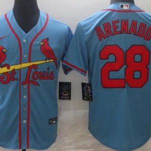 St Louis Cardinals #28 Nolan Arenado Light Blue Cool Base Jersey
